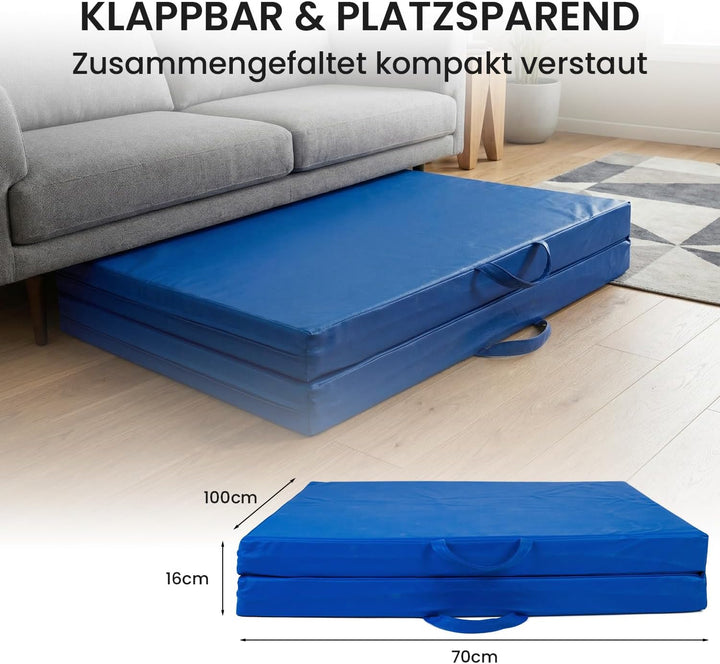 Jeflex – Klappbare Weichbodenmatte & Turnmatte 1 Mal klappbar - 200 x 70 x 8 cm - MADE IN GERMANY/Gy