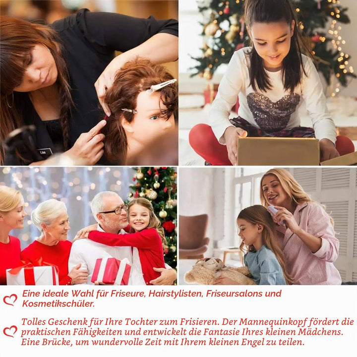Frisurenkopf, 66cm 80% Echtes Menschliches Haar Frisierkopf übungskopf Puppenkopf zum Frisieren mit