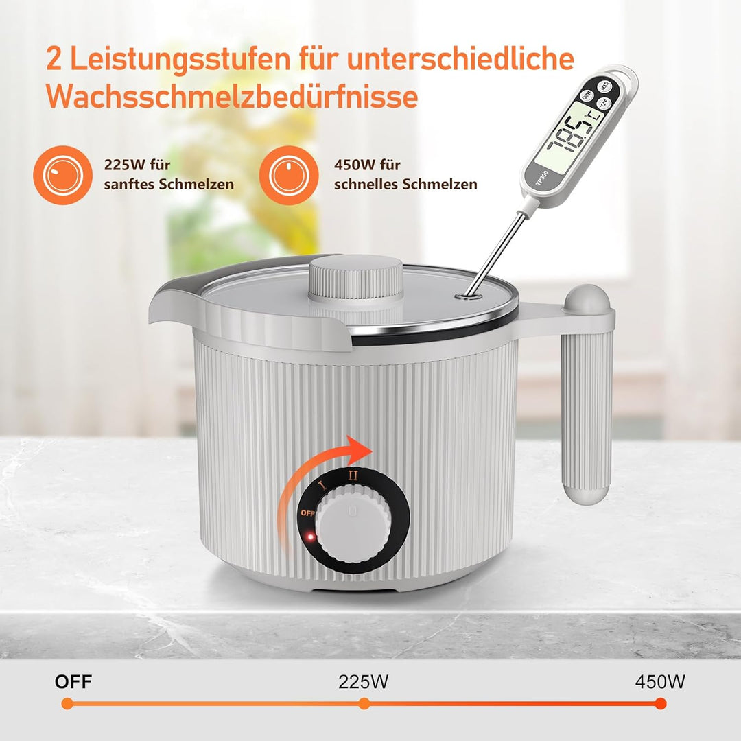 venpow Wachsschmelztopf mit Ausgiesser, kerzen selber machen set für erwachsene Anfänger, 1,5L gross