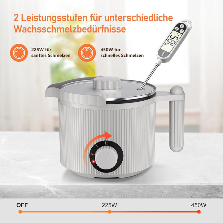 venpow Wachsschmelztopf mit Ausgiesser, kerzen selber machen set für erwachsene Anfänger, 1,5L gross