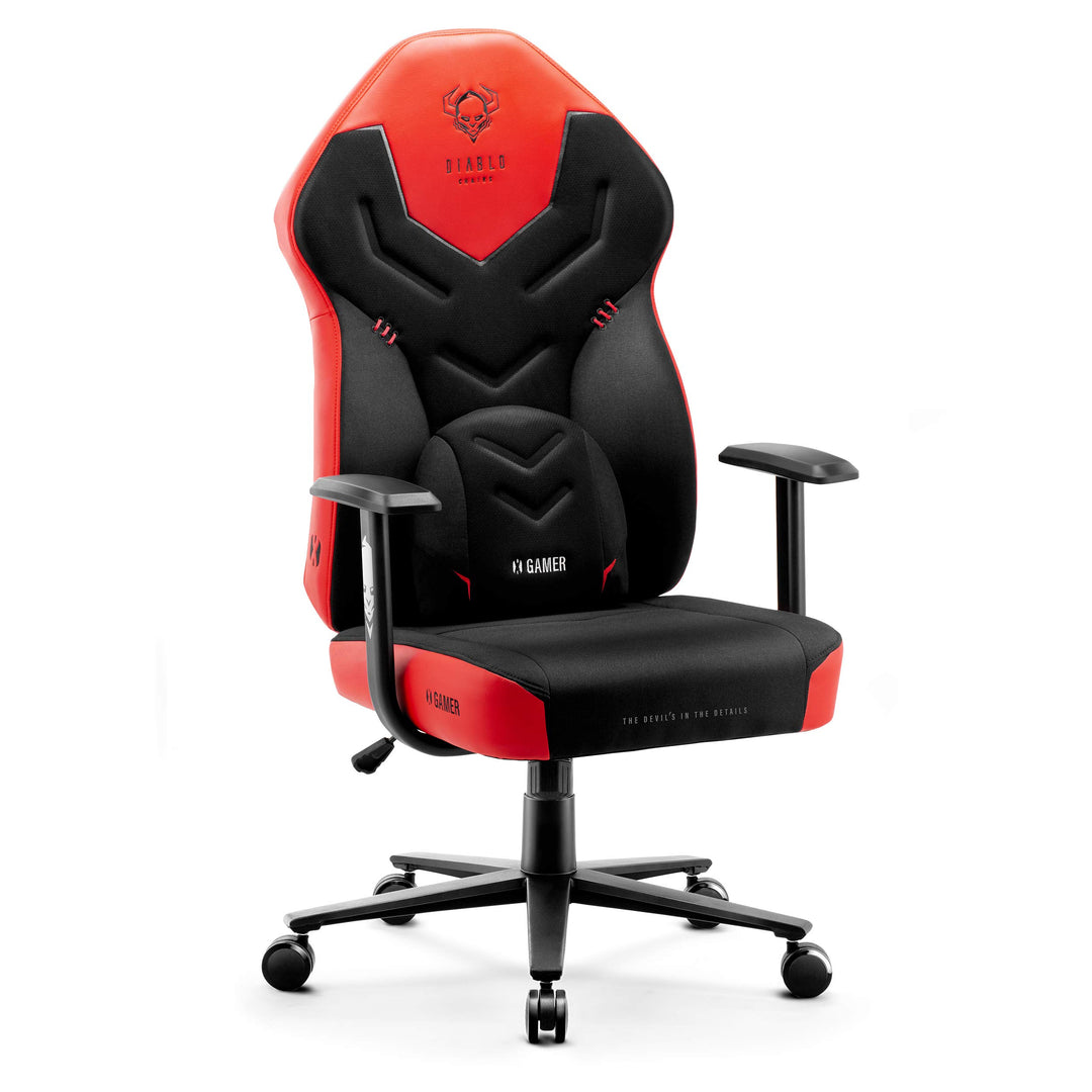 Diablo X-Gamer 2.0 Gaming Stuhl Bürostuhl Stoffbezug Ergonomisches Design Lendenwirbelkissen Softpad
