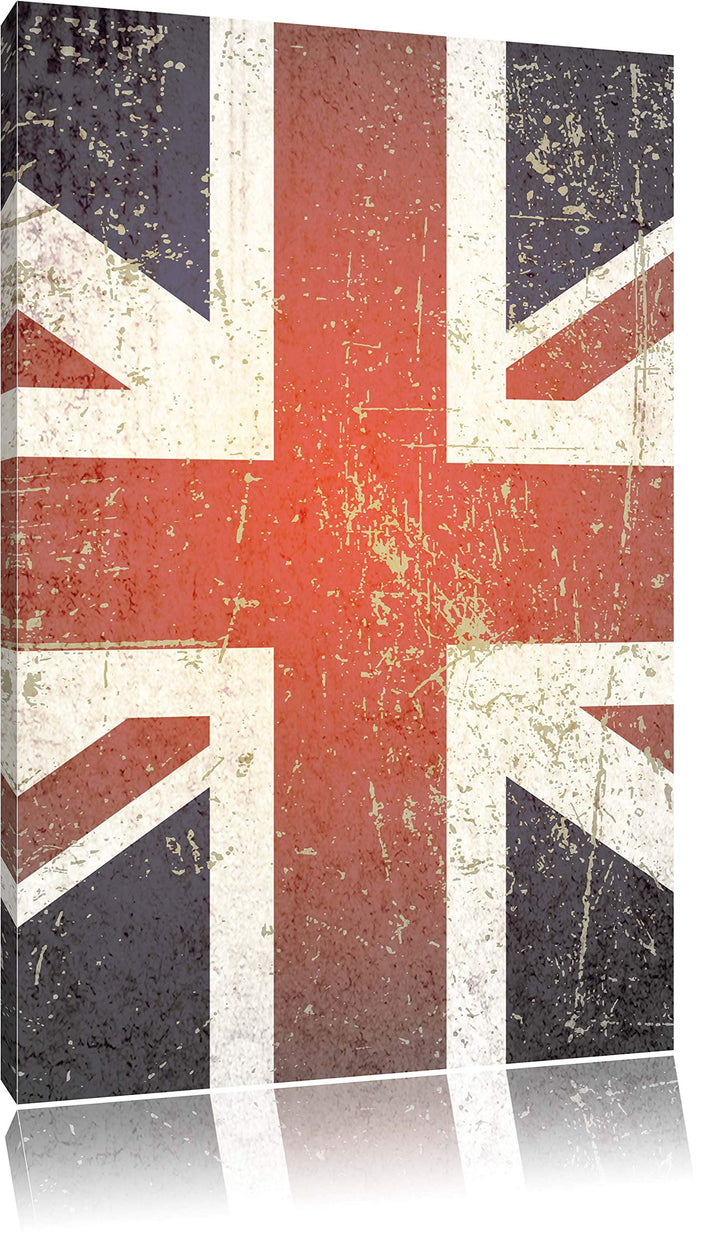 Pixxprint British Union Jack schwarz/weiss, Format: 80x120 auf hochkantiges Leinwand, 80x120