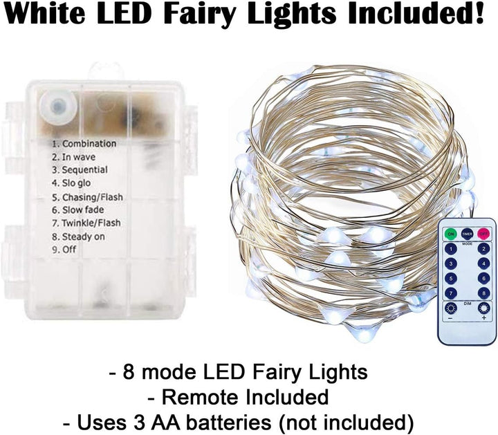 Dekorativer Kerzen-Laternenhalter mit LED-Lichterketten, Weissgold, Medium | Hochzeitstischdekoratio