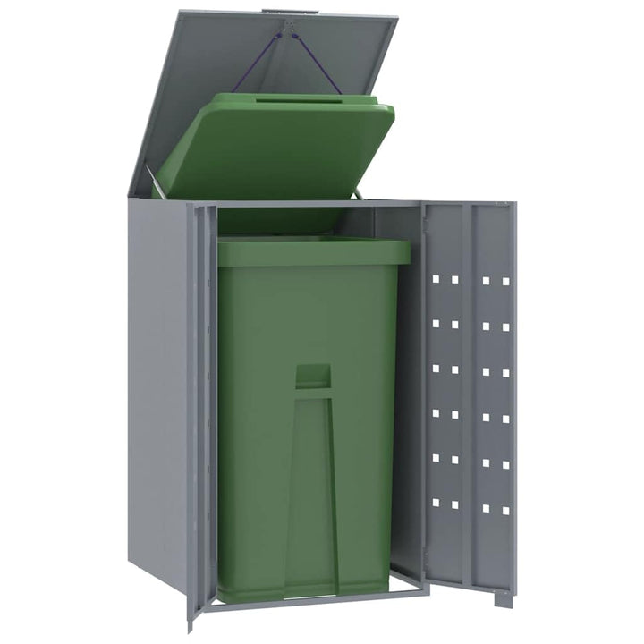 Mülltonnenbox für 1 Tonne Grau 69x79x117 cm Stahl Behälter mit pneumatischem Federdeckel 1 Fässer Gr