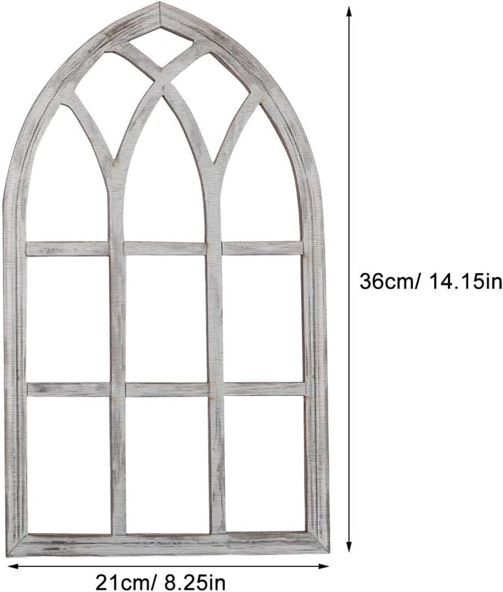 2 Stück Rustikaler Holz Fensterrahmen Wanddeko Gotischer Bogen Stil Dekorative Vintage Landhaus Fass