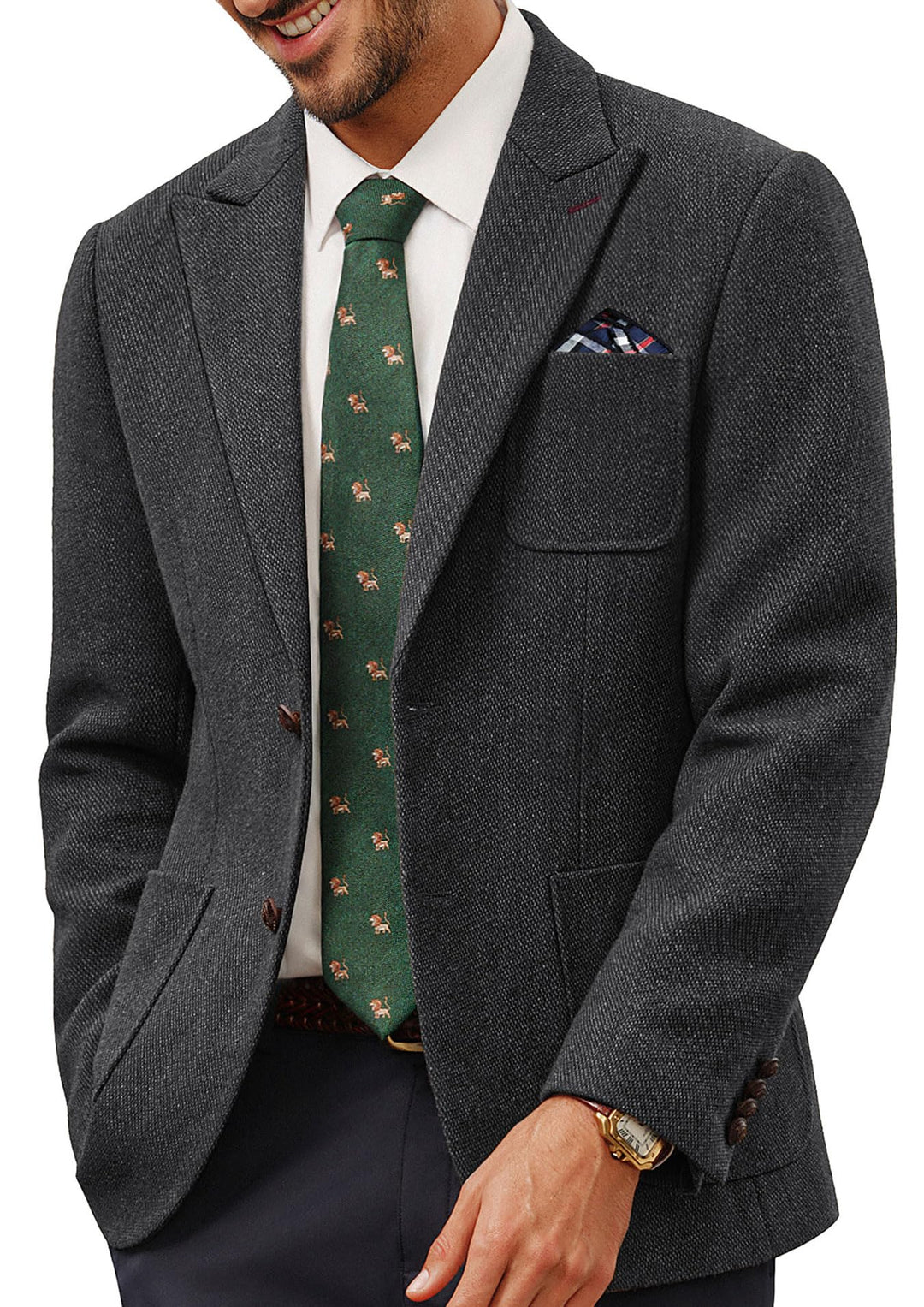 PJ PAUL JONES Sakko Herren 2 Knöpfe Tweed Wolle British Blazer Regular Fit Business Anzugjacke Männe
