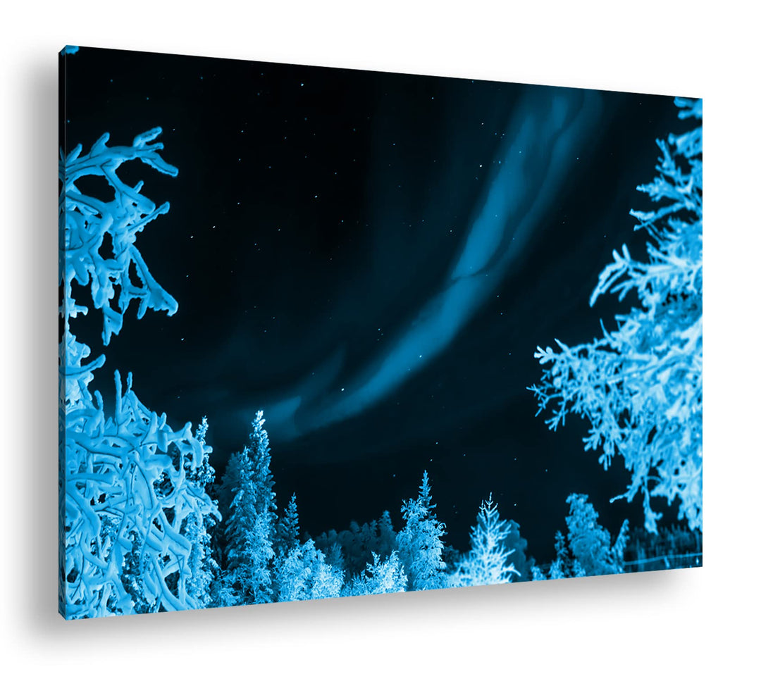 deyoli Atemberaubende Nordlichter Format: 80x60 Effekt: Monocrome Blau als Leinwandbild, Motiv ferti