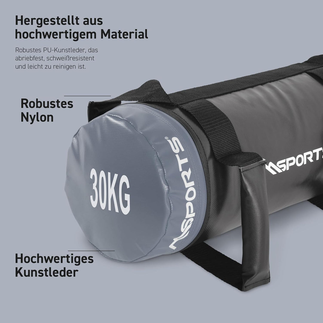 MSPORTS Power Bag Premium 5-30 kg Fitness Bag - Sandsack für Functional Fitness Gewichtssack, 30 kg