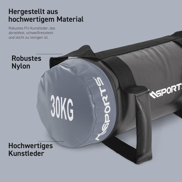 MSPORTS Power Bag Premium 5-30 kg Fitness Bag - Sandsack für Functional Fitness Gewichtssack, 30 kg