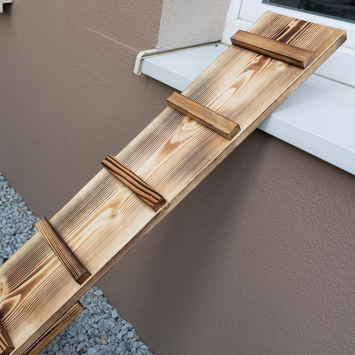 Katzenleiter Katzentreppe Geflammt Katzenstufe für Balkon 1m bis 6m mit Klemmen (Länge: 5m), Lä