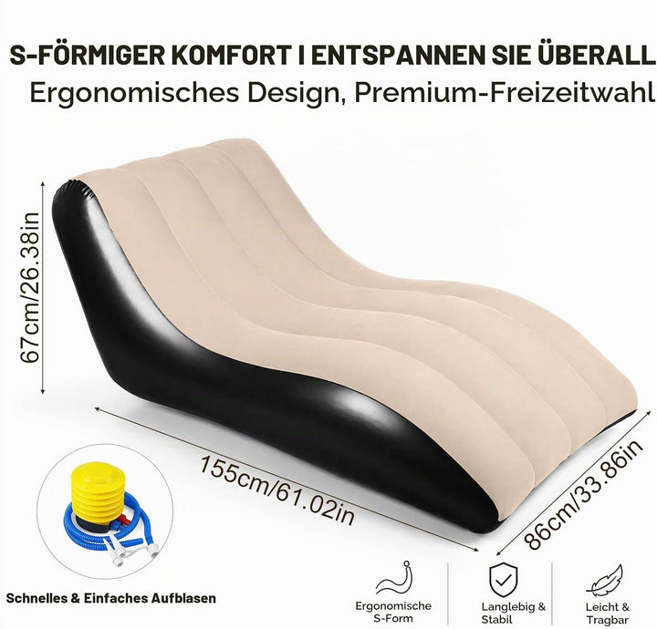 RANJIMA Aufblasbares Sofa, Aufblasbare Liege, Aufblasbar Liegestuhl mit Luftpumpe, Wasserdichtes Auf