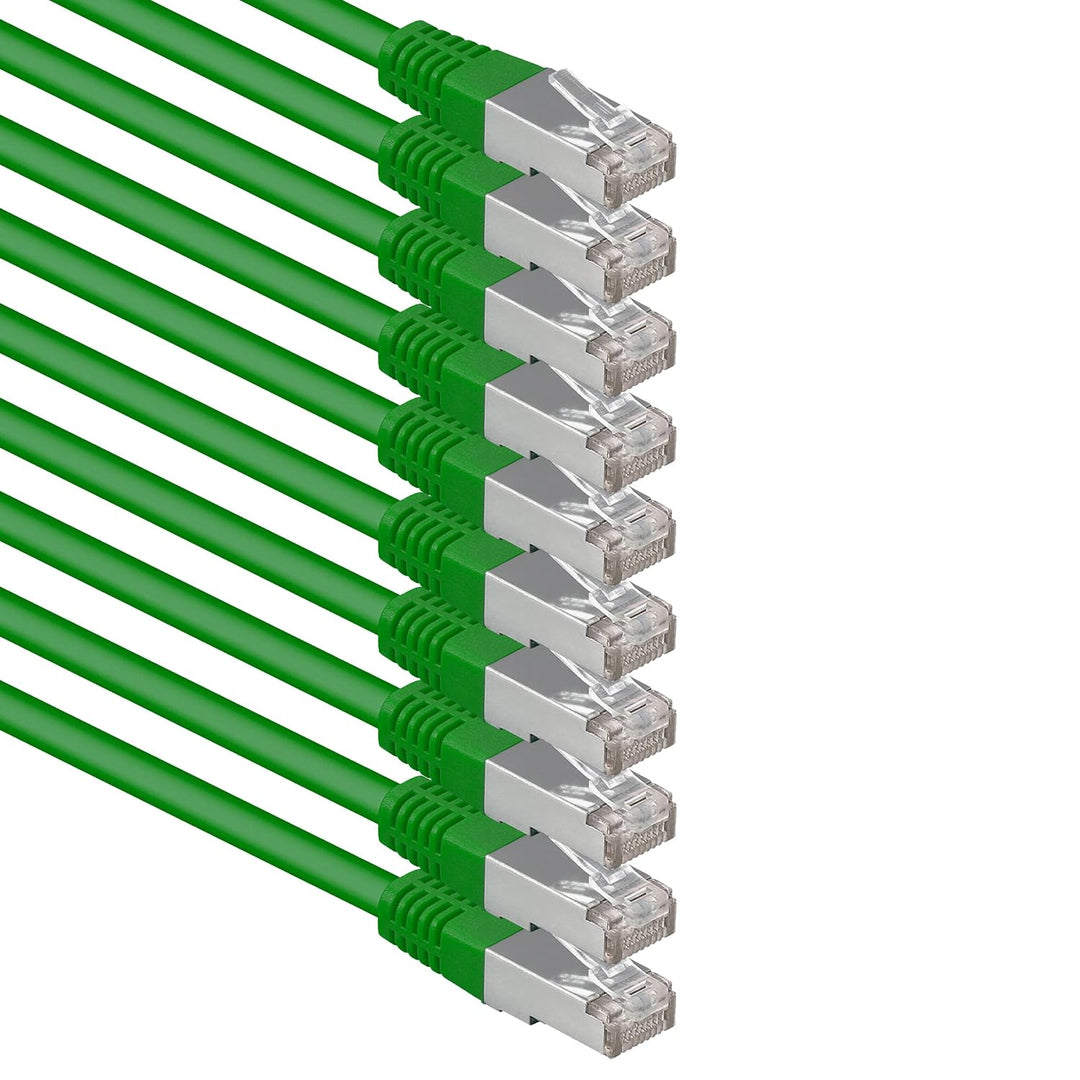 7,5m grün - 10 Stück Cat.6 Patchkabel Netzwerkkabel CAT6 S-FTP Gigabit Lan PIMF CAT 6 Kupfer CU Halo