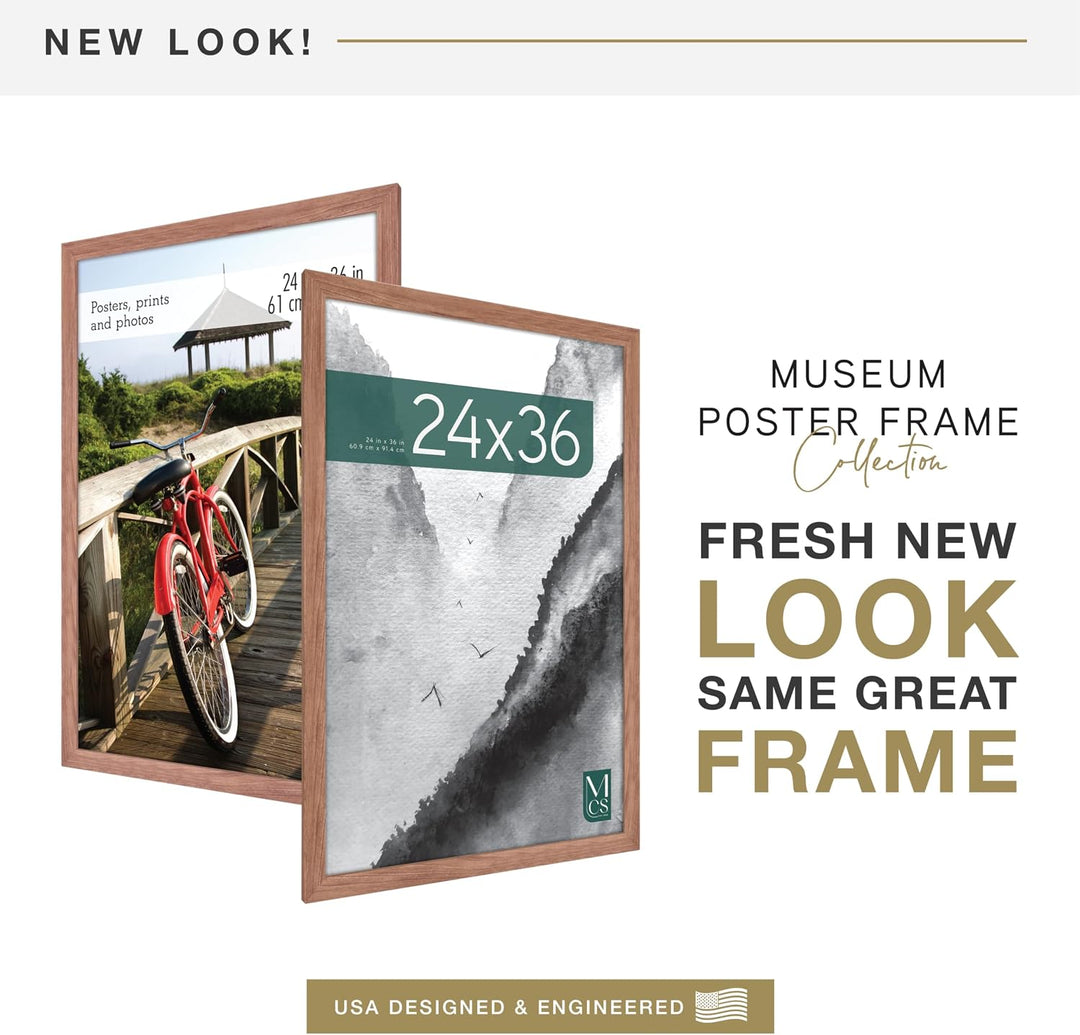 MCS Museum Posterrahmen 61,0 x 91,4 cm, Mittelbraune Eiche, Vertikale und horizontale Wandaufhängung