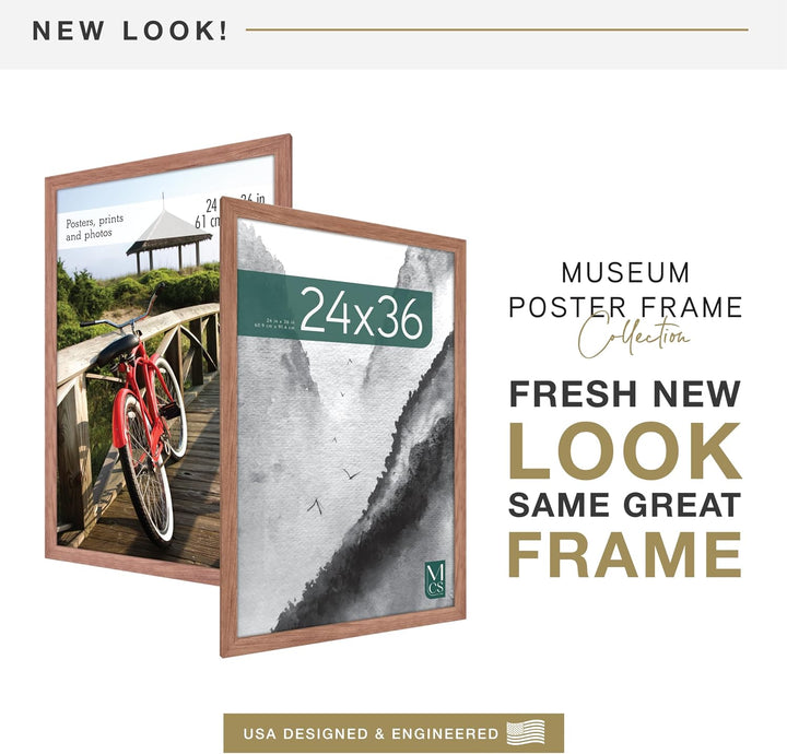 MCS Museum Posterrahmen 61,0 x 91,4 cm, Mittelbraune Eiche, Vertikale und horizontale Wandaufhängung