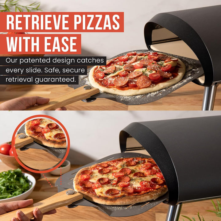 Chef Pomodoro - Pizzaschieber - Faltbarer Griff - Perforierte Aluminium Pizzaschaufel zum einfachen
