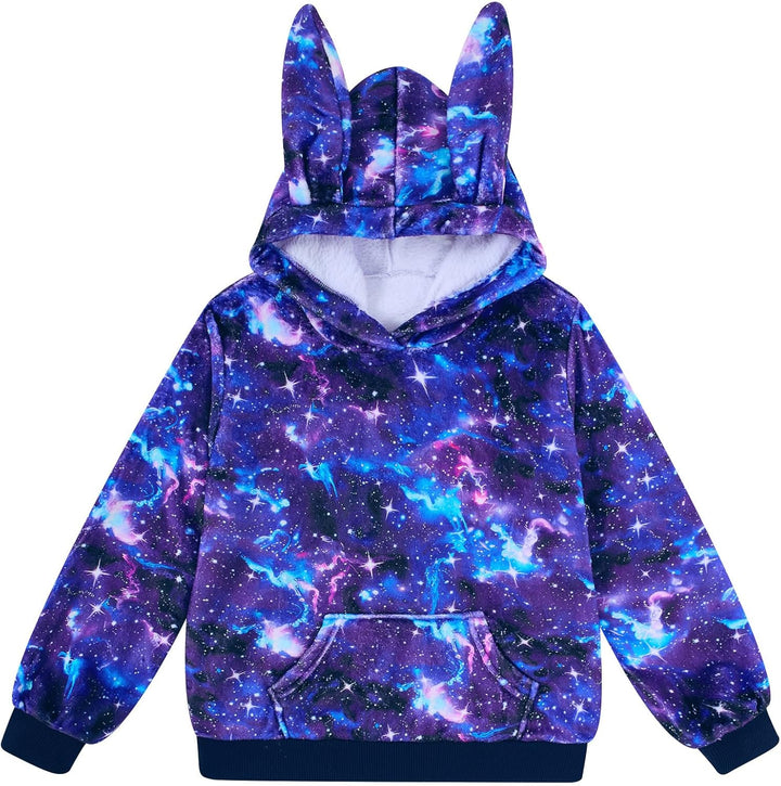 Fanient Pullover Mädchen Flauschiges Fleece Kapuzenpullover Kinder Hasenohr Hoodie mit Kängurutasche