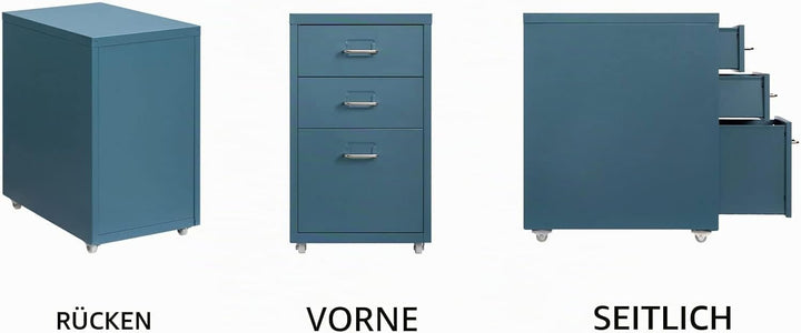 HollyHOME Mobiler Aktenschrank mit 3 Schubladen, rollbarer Aktenordner unter dem Schreibtisch, Aufbe