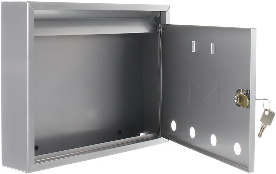 Profirst Mail PM 100 Briefkasten Silber Stahlblech Zylinderschloss 2 Schlüssel HxBxT 240x320x60 mm W