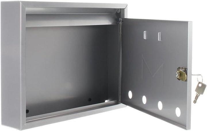 Profirst Mail PM 100 Briefkasten Silber Stahlblech Zylinderschloss 2 Schlüssel HxBxT 240x320x60 mm W