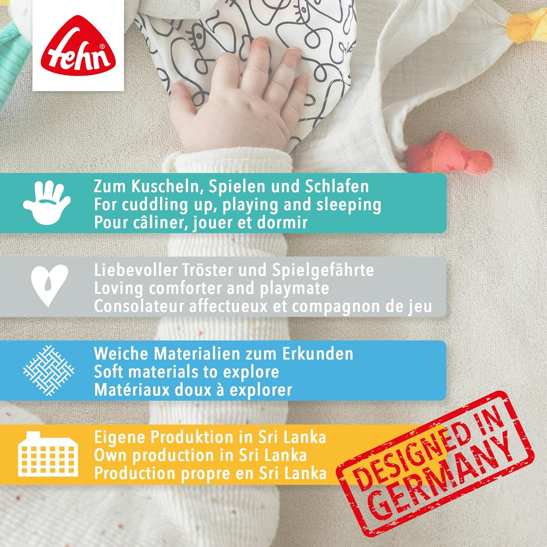 Fehn Schmusetuch Baby Spielzeug Wal fehnNATUR - Schnuffeltuch aus Baumwolle aus biologischem Anbau f