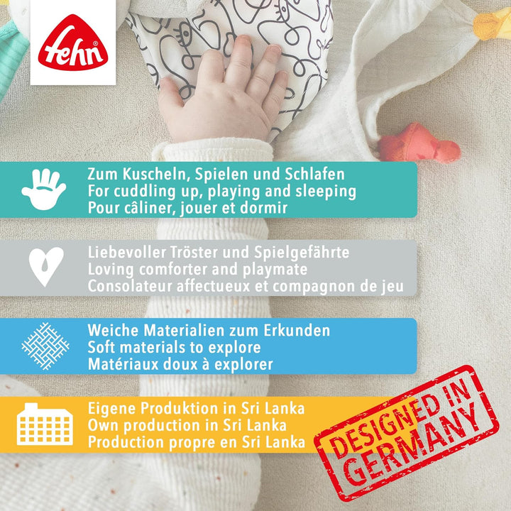 Fehn Schmusetuch Baby Spielzeug Wal fehnNATUR - Schnuffeltuch aus Baumwolle aus biologischem Anbau f