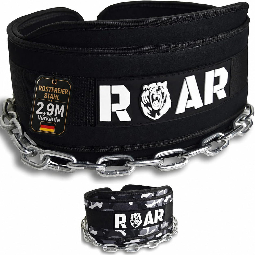 Roar® Gym Belt Men, Gym Gürtel, Gürtel Gewichtheben, Gewicht Gürtel Mit Kette, Dip Belt, Gürtel Fitn