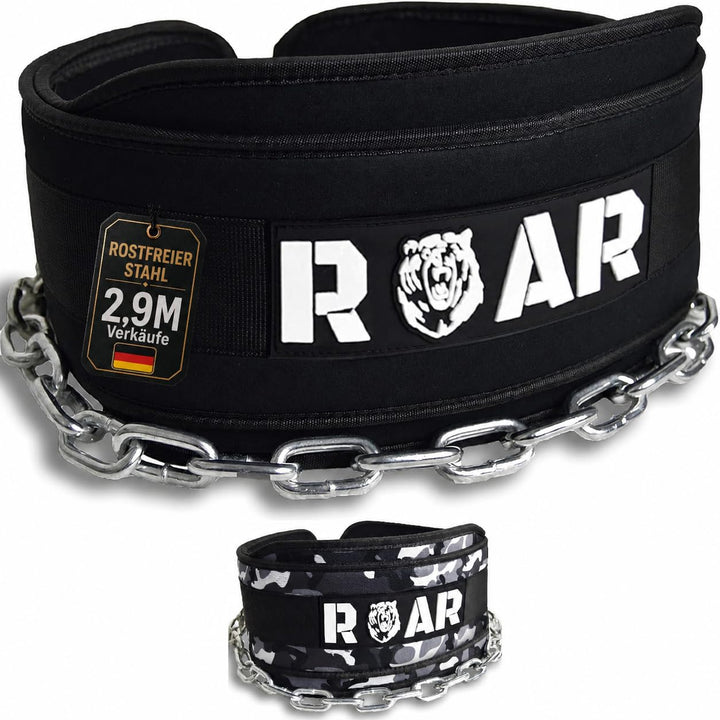 Roar® Gym Belt Men, Gym Gürtel, Gürtel Gewichtheben, Gewicht Gürtel Mit Kette, Dip Belt, Gürtel Fitn