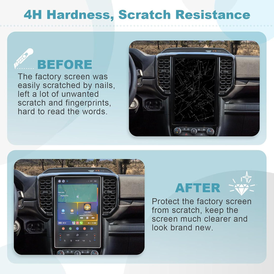 CDEFG Kompatibel mit Ford Ranger Wildtrak X XLT 2023 2024 2025 Navigation Schutzfolie 12 Zoll Sync 4
