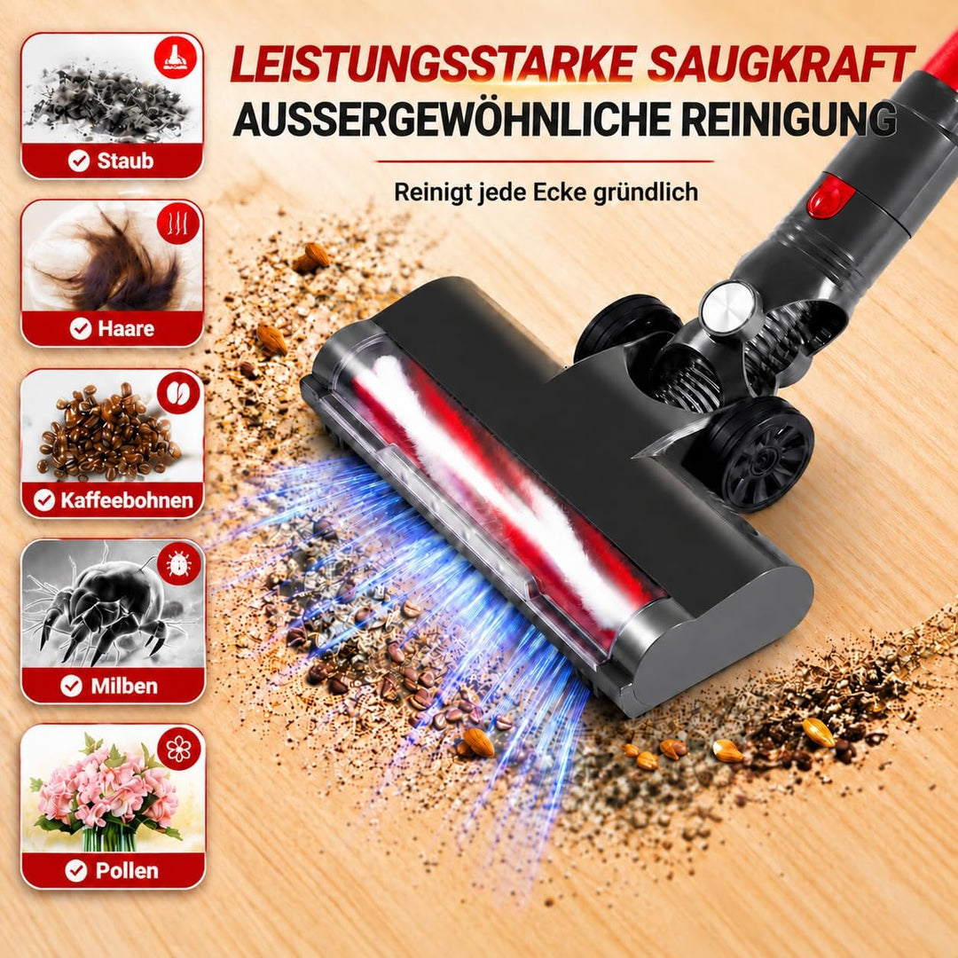Kabelloser Staubsauger Einziehbarer 4-in-1 LED Akku Staubsauger 2-Stufen Anti-Tangle kabelloser Saug