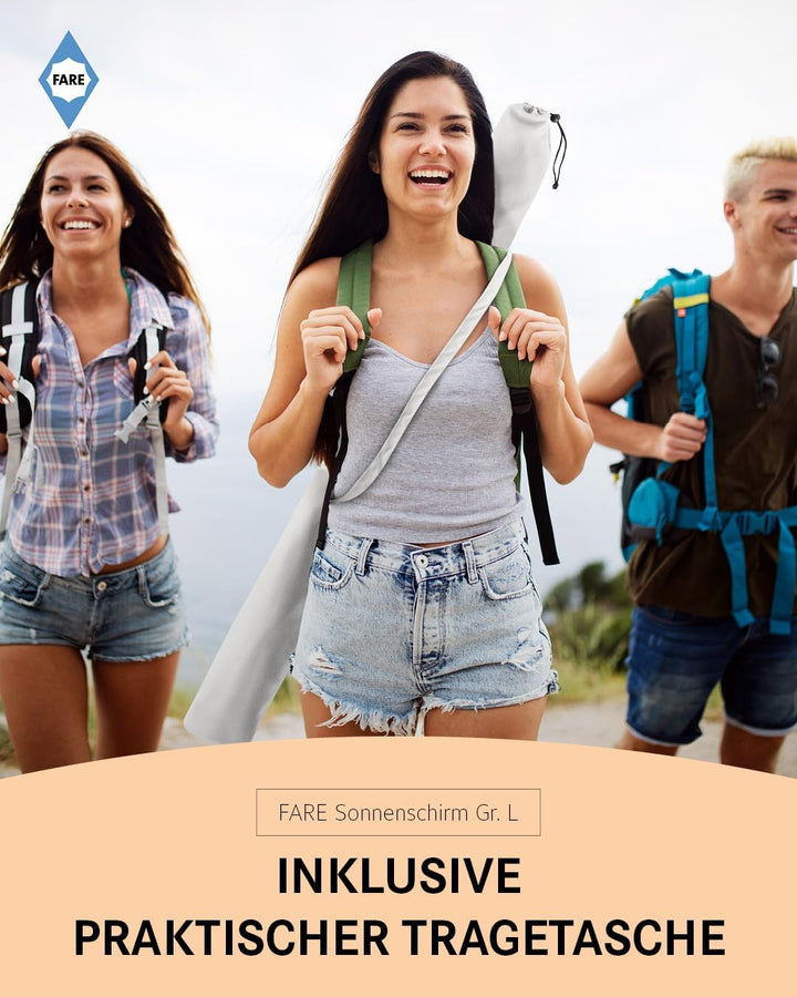 FARE Sonnenschirm Gr. L - 200 cm Durchmesser - UV-Schutz 50+ für Balkon Garten Terrasse Sommer - Tit