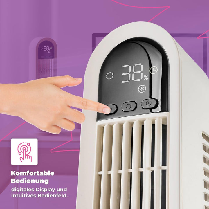 Spacetronik Tisch Turmventilator Klein 34cm Hoch, Leiser Tischventilator Turm mit Timer 1–8 Stunden,