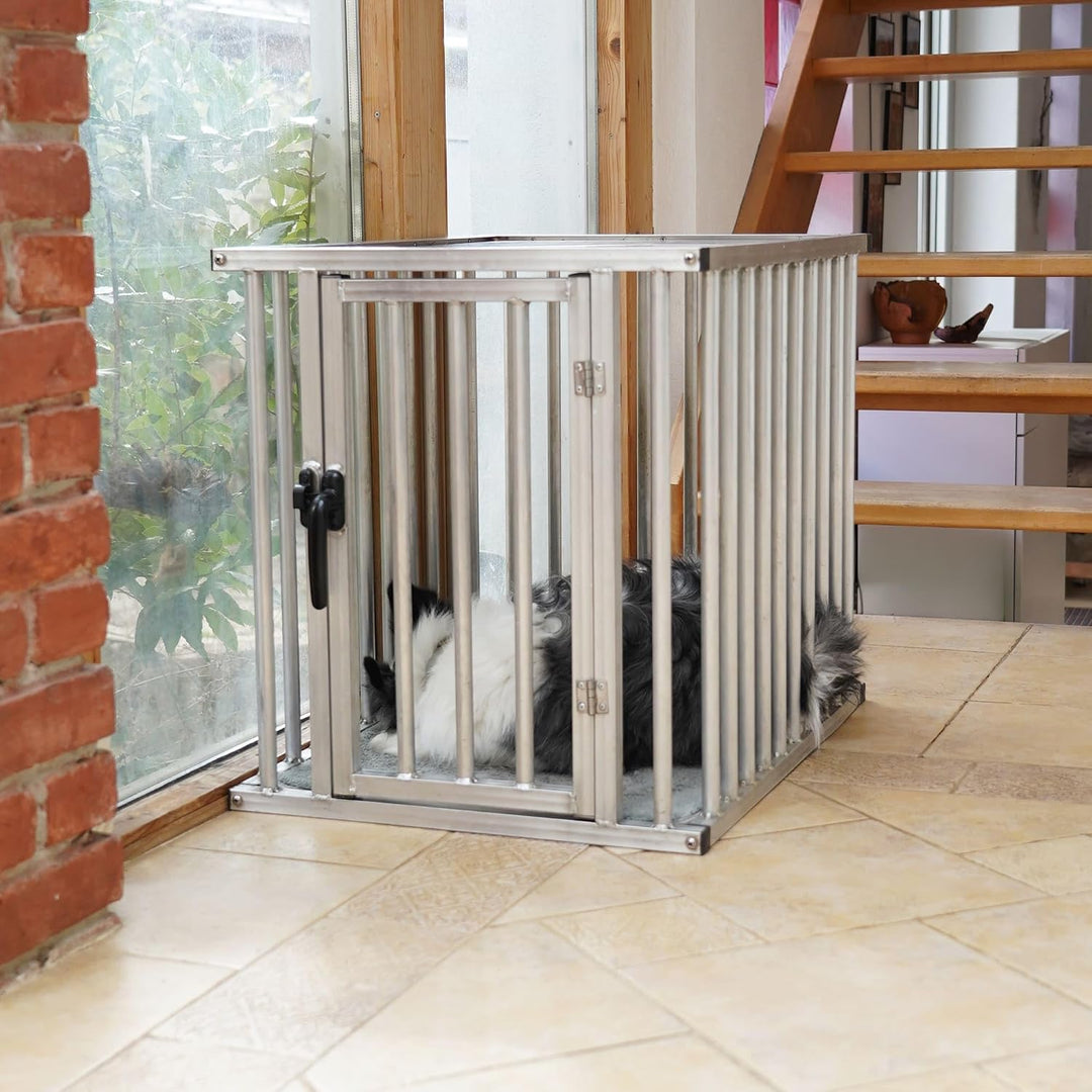 Callieway® ALU DOGBOX/Hundebox/ALU Hundkäfig für Büro und Daheim (nur vertikale Stäbe) (MEDIUM: 65cm