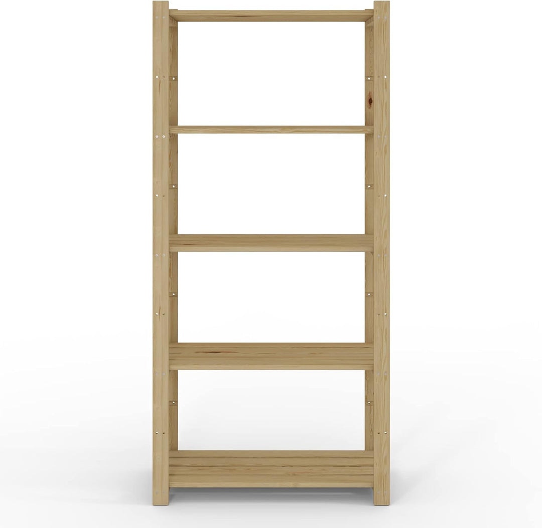 Lenmar Serie B Holzregal, Kiefer, Holz, Hellbeige, B-22 170 x 70 x 40 cm, 5 Böden, Bücherregal, Holz