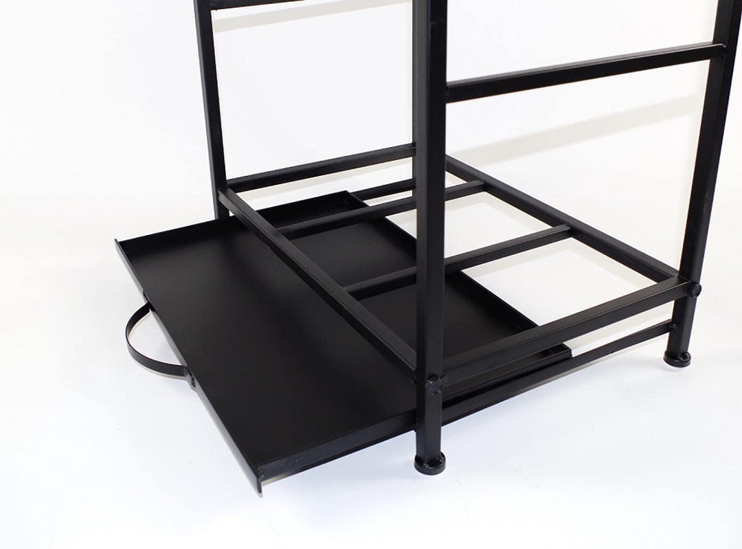 Kobolo Modernes Kaminholzregal aus Metall 80 cm hoch schwarz lackiert 50 x 32 x 80 cm, 50 x 32 x 80