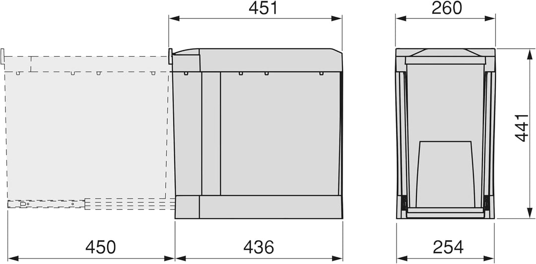 Emuca - Recyclingbehälter für Küche, 1 x 30 Liter, Unterseitigbefeistigung und automatische Extrakti