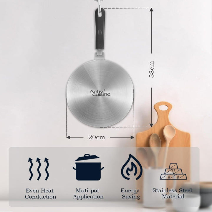 ACTIV CUISINE Induktion Adapterplatte 20 cm Induktionsadapterplatte mit abnehmbarem Griff Moka Induk