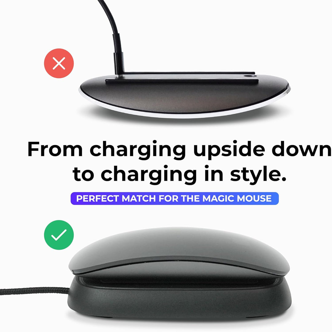 Ascrono - Ladestation kompatibel mit Magic Mouse - Schwarz - Perfektes Zubehör | Nutzbar als Ladesta