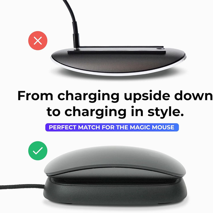 Ascrono - Ladestation kompatibel mit Magic Mouse - Schwarz - Perfektes Zubehör | Nutzbar als Ladesta