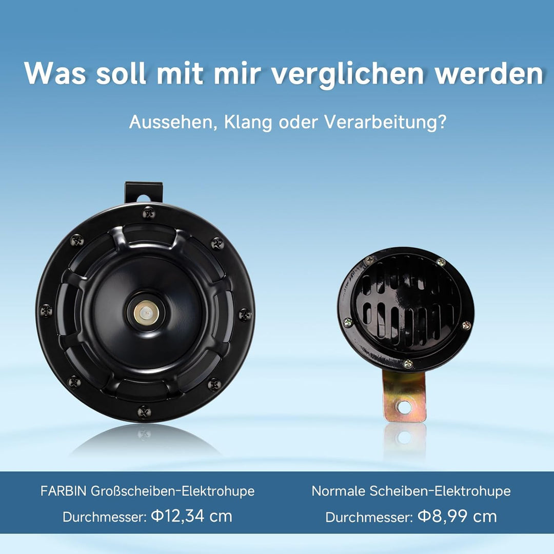 Autohupe 12V Motorrad Hupe, Signalhorn Auto Fanfare Frequenzbereich: 300/500Hz - Starkton - Gehäusef