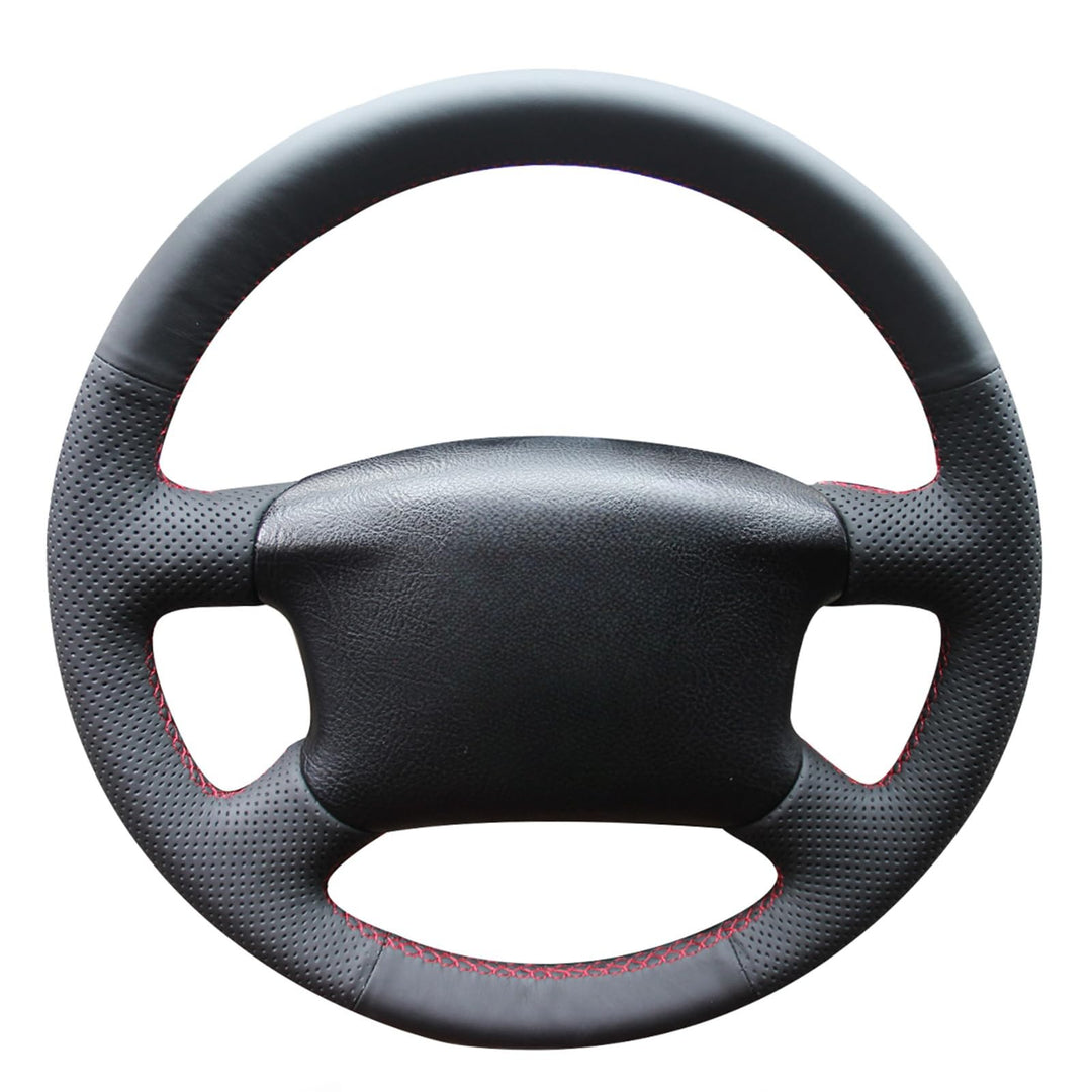MEWANT Handgenähter schwarzer Kunstleder-Lenkradbezug für Golf 4 (IV) 1997–2004, T4 1999–2003, T5 20