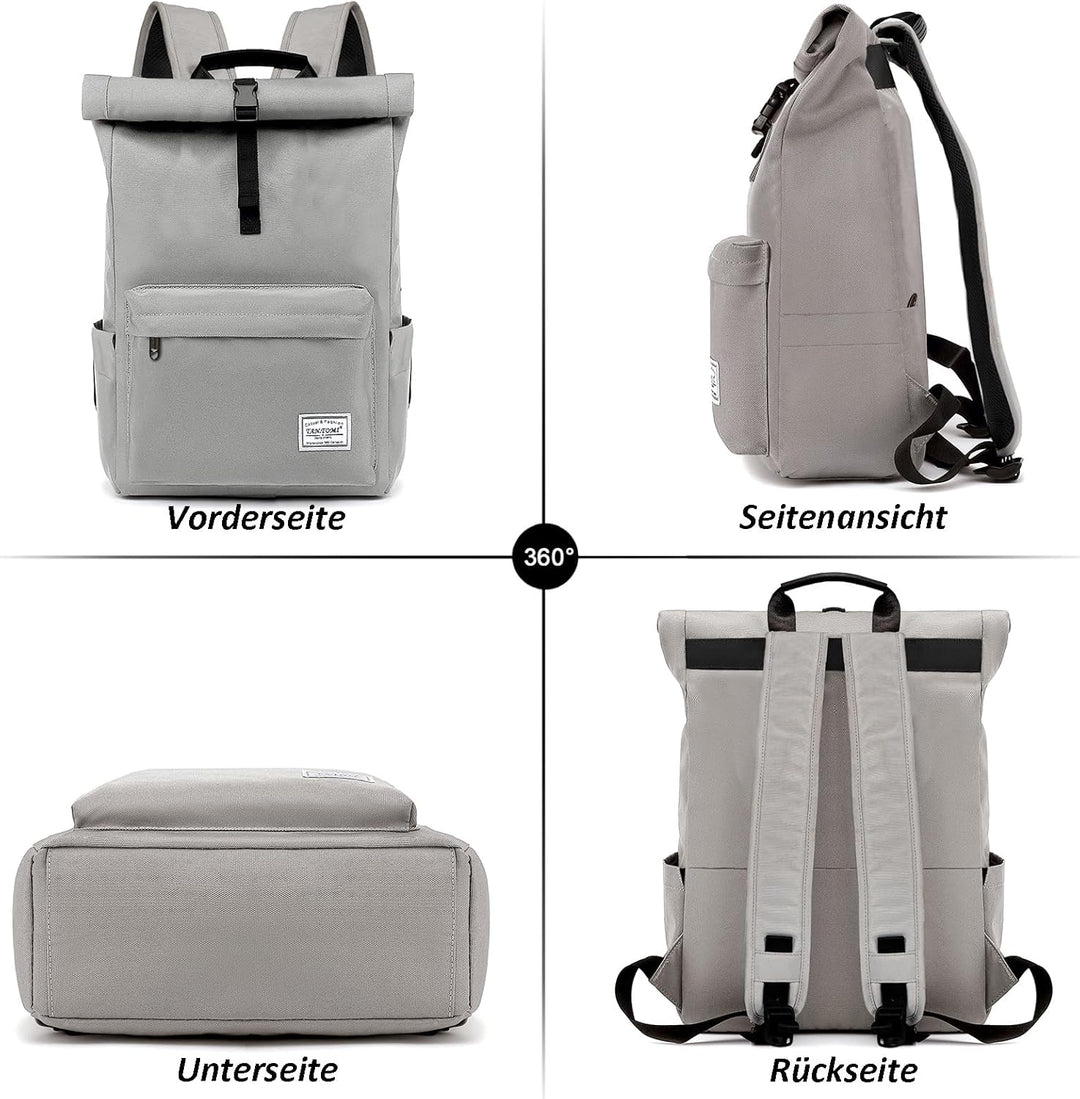 TANTOMI Rucksack Damen Herren, Rucksack Laptop Tasche 15,6 Zoll, Laptop Rucksack Damen Herren weit ö