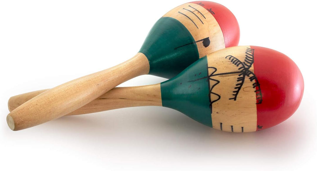Club Salsa F835255 Cabasa, 18 cm x 11 cm &amp; World Rhythm MAR56-NT Naturholz Maracas, handbemalt - Ful