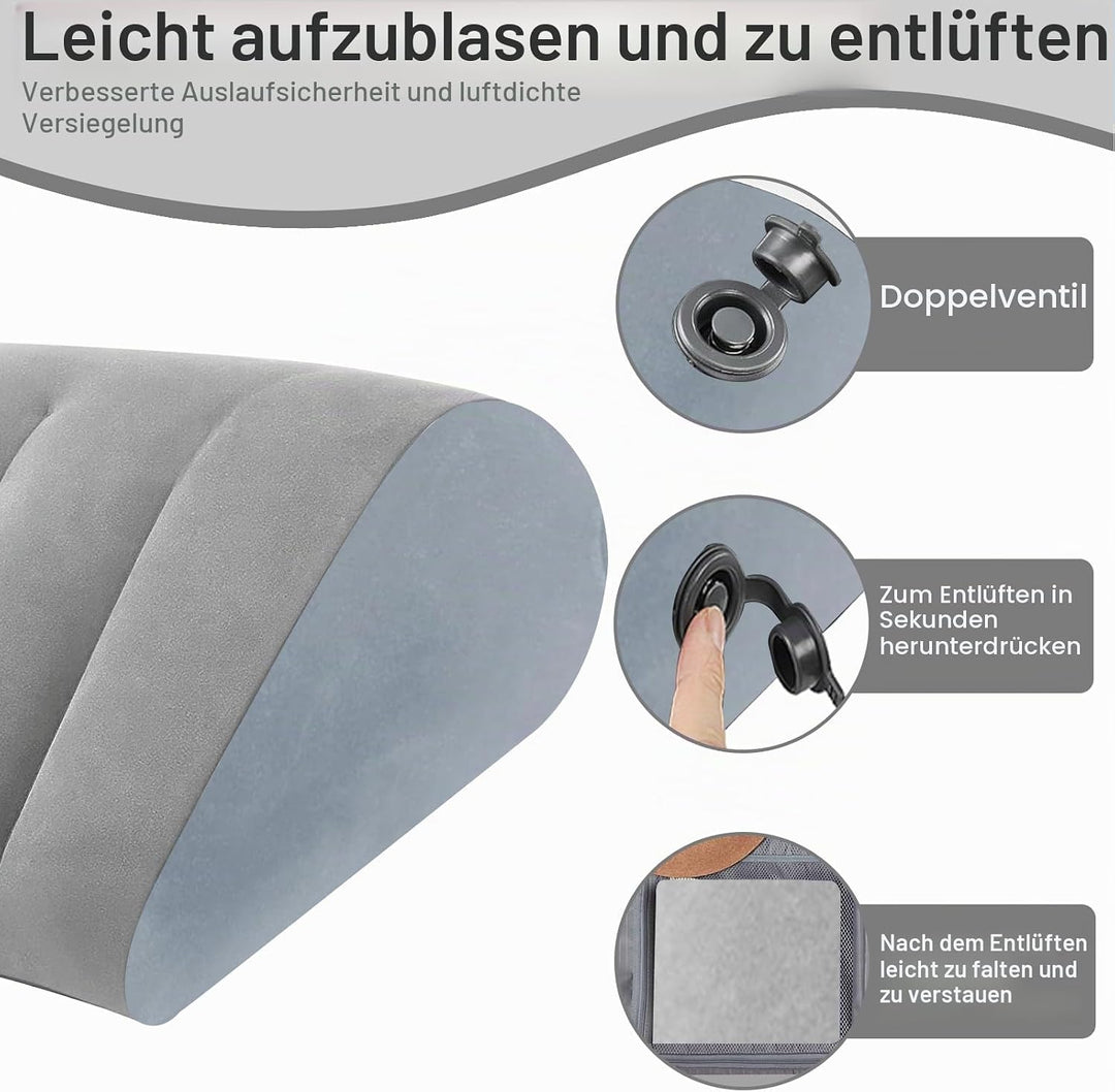 2Pack Aufblasbares Keilkissen für Sleepling - Reflux Kissen Anti-Schnarchen, Säurereflux und GERD. P