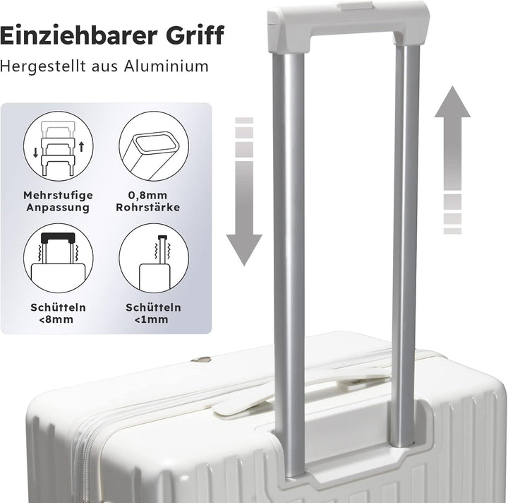 MGOB Koffer Mittelgross Hartschalen Erweiterbar in Polycarbonat Reisekoffer mit 4 Rollen und Haken |