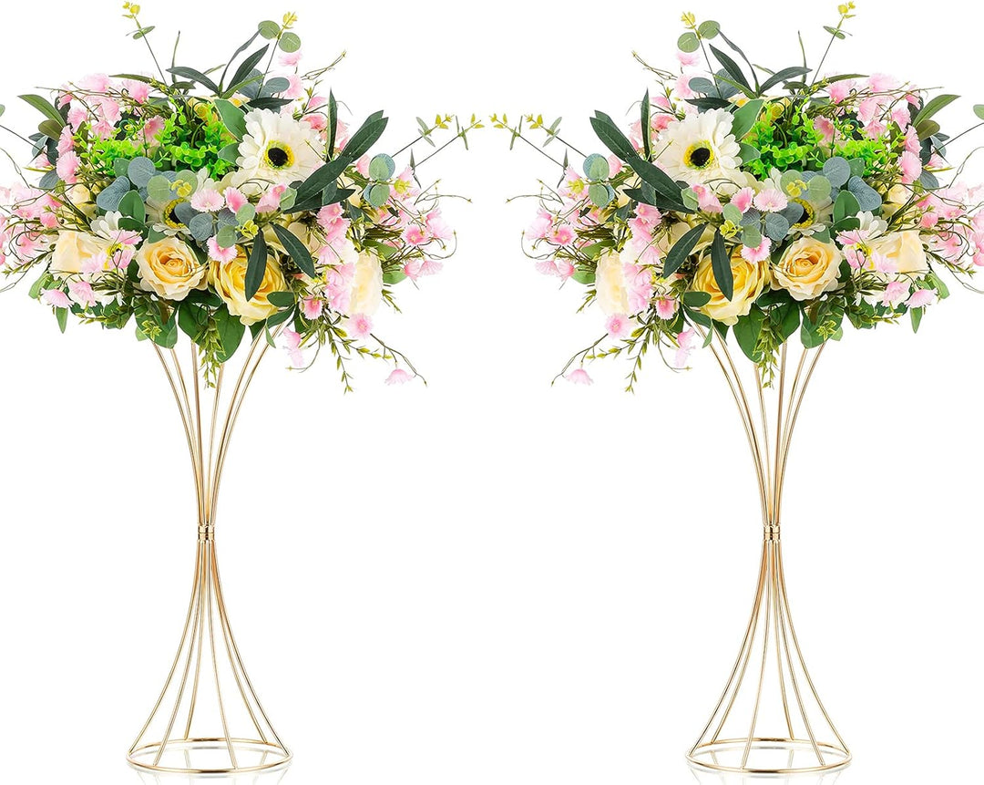 NUPTIO Blumenständer Metall Gold Hochzeit: 2 Stück 50cm Hoch Vase Tischdeko Goldene Blumenvase Tromp