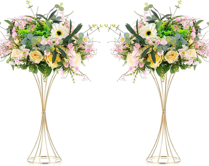 NUPTIO Blumenständer Metall Gold Hochzeit: 2 Stück 50cm Hoch Vase Tischdeko Goldene Blumenvase Tromp