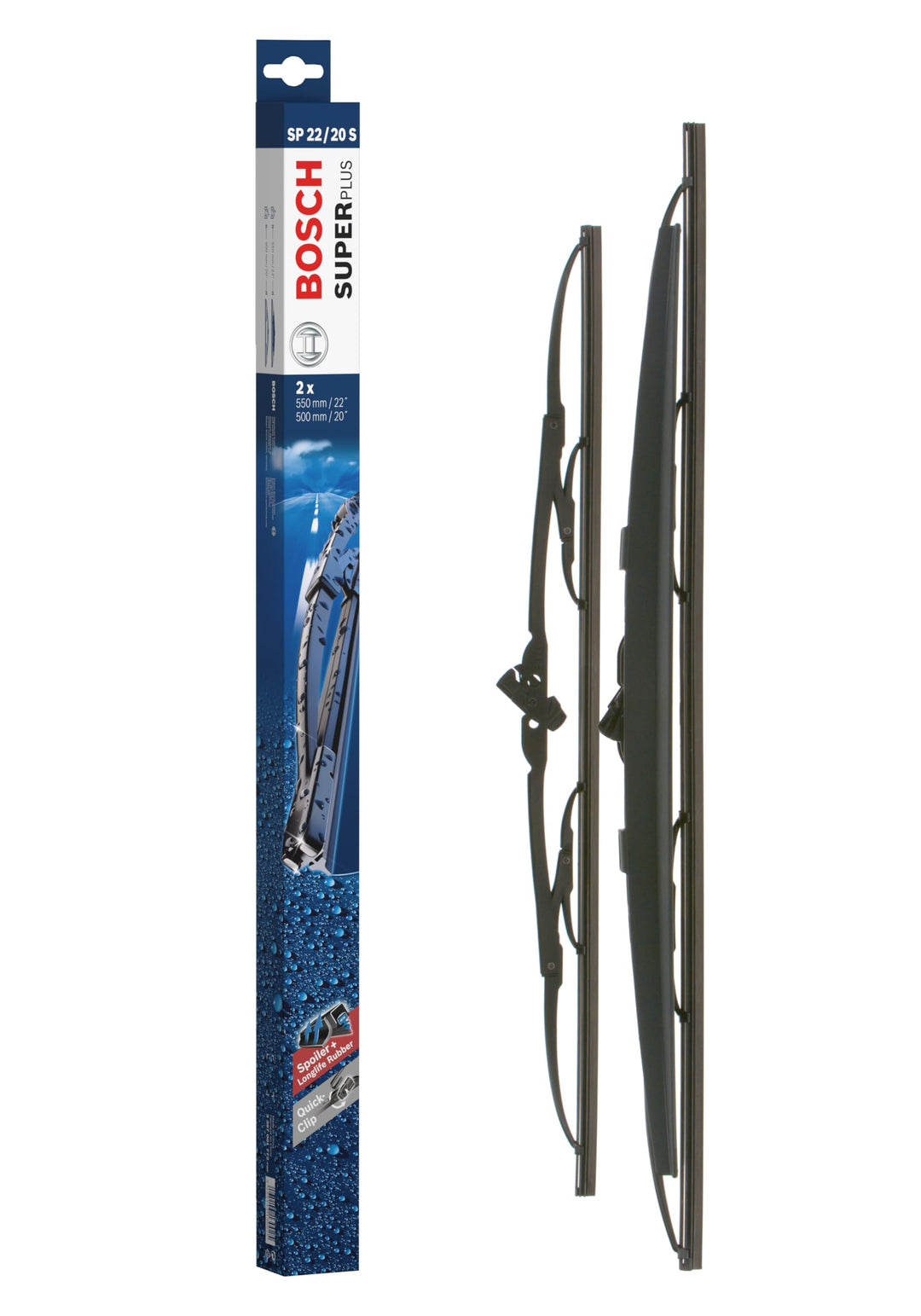 Bosch Scheibenwischer Super Plus Spoiler SP22/20S, Länge: 550mm/500mm − Set für Frontscheibe - Nur f