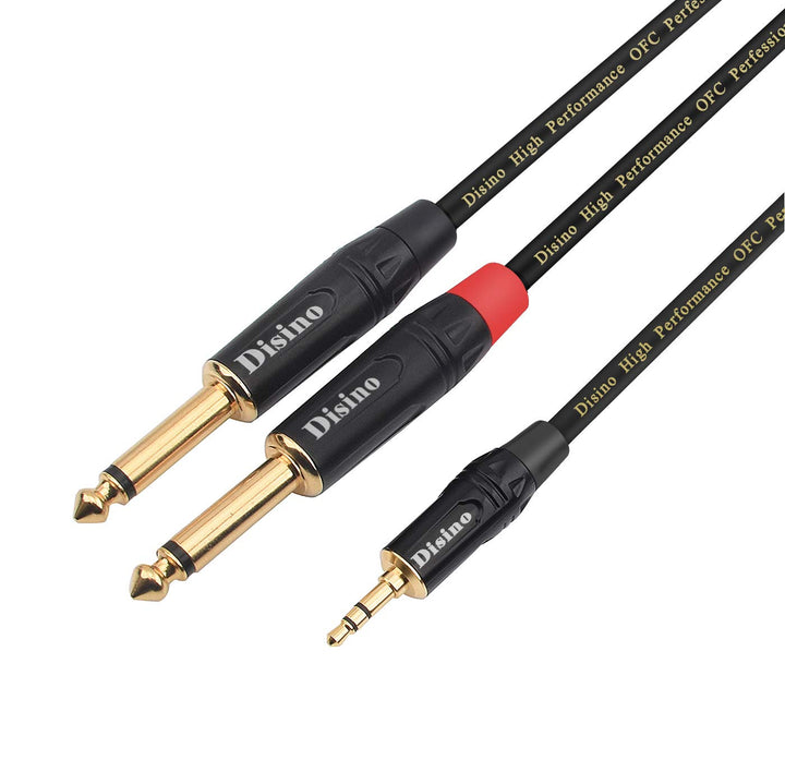 Disino TISINO 3,5 mm Mini-Stereo-Klinkenstecker auf Dual 6,35 mm TS Mono-Stecker, Y-Splitter-Kabel,