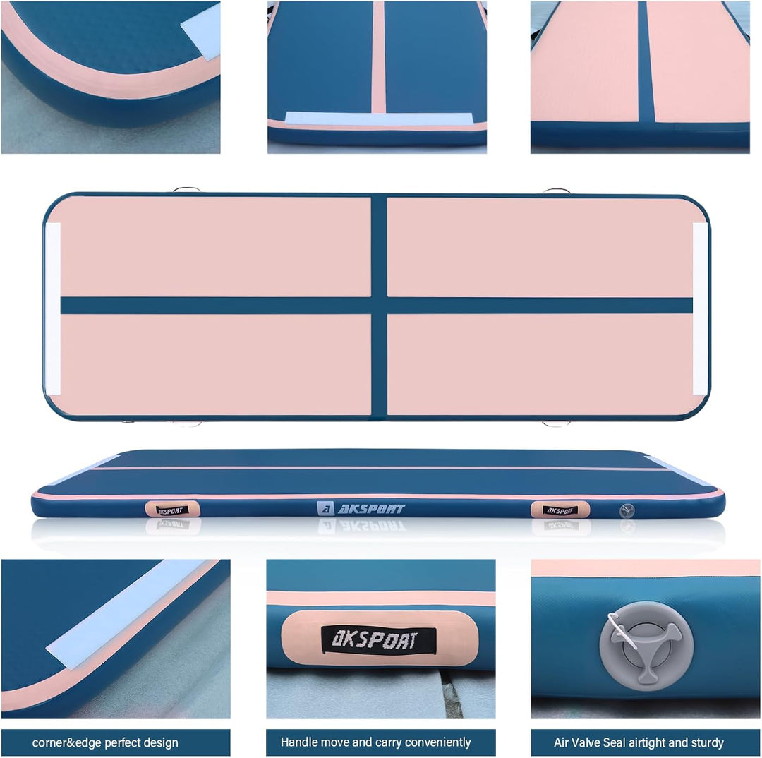 AKSPORT Air Matte Track Tumbling Matte,3/4/5/6m Aufblasbar Gymnastikmatte Turnmatte Tumbling Matten