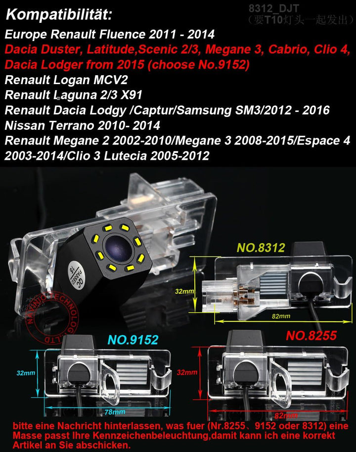 8 LED Nacht Visionen Auto Rückfahrkamera 170 ° Weitwinkel HD Farbe wasserdichte Rückfahrkamera für D
